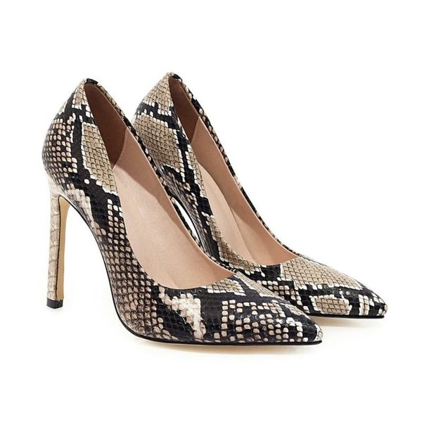 

dress shoes snake print 11cm heel stiletto heels pumps lady pointed toe thin high fashion wedding banquet, Black