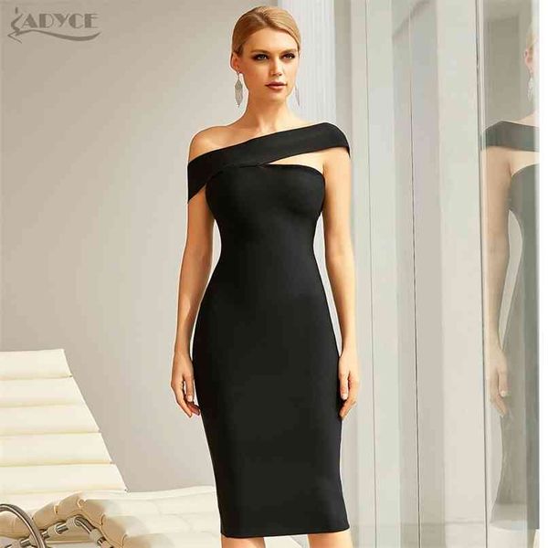 

summer women black off shoulder bandage dress short sleeve knee length celebrity evening runway party 210507, Black;gray