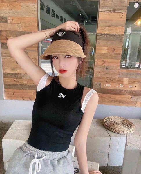 

p family correct version 21 spring and summer net red fashion talent empty straw 95% sunscreen women's hat