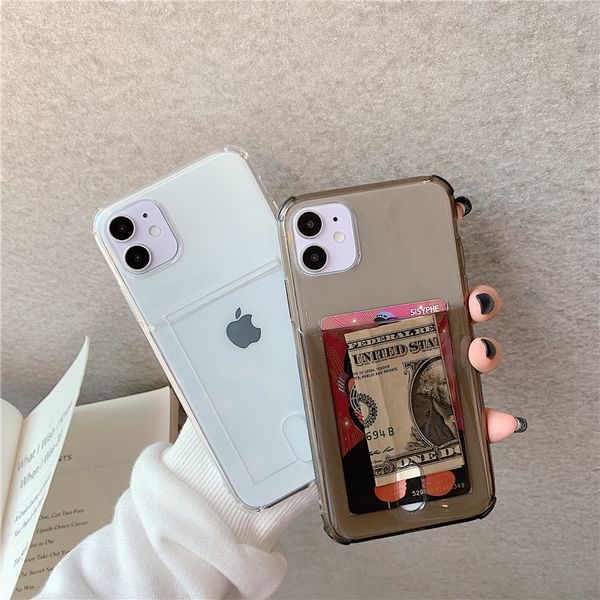 

simple solid color for apple 12 mobile phone case card package tpu fluorescent iphone11pro max transparent soft case