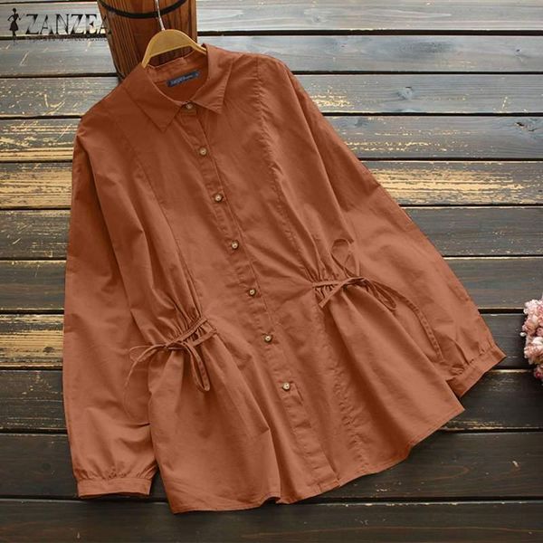 

women's blouses & shirts fashion spring lapel blouse women cotton full sleeve office shirt ladies work ol solid casual lace up c, White