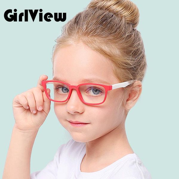 

girlview children's fashion glasses tr90 silicone frame anti-fall anti-blue light study goggles f8140 sunglasses, White;black
