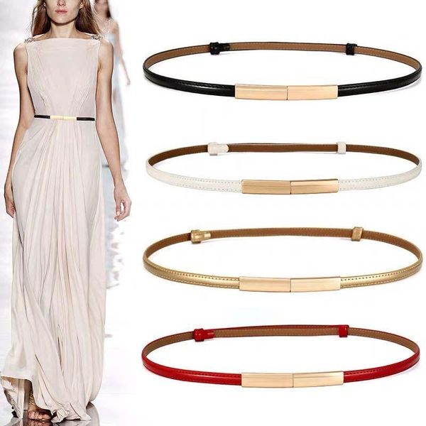

belts fashion elastic women strap thin skinny ladies dress decorative waist leather female, Black;brown