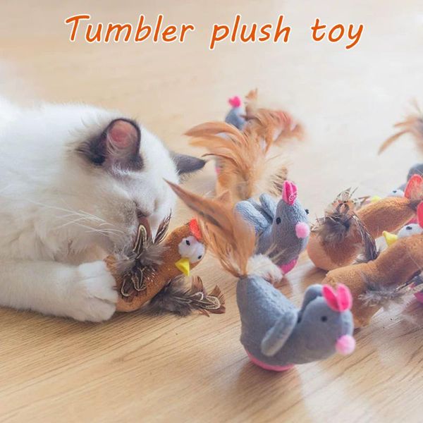 

cat toys plush tumbler toy kitten kicker scratching interactive teaser with feather false animals dog pet training