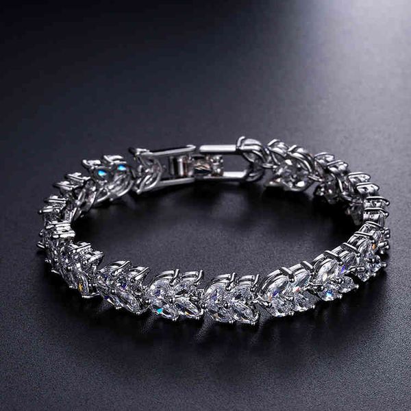 

bangle bracelets hand decorated leaf jewelry fashion quality zircon, Golden;silver