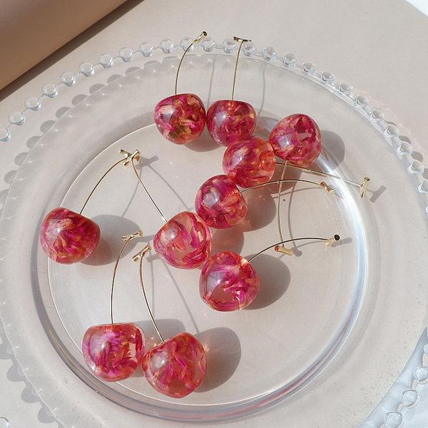 Baumeln Kronleuchter Sommer Süße Rote Glas Simulation Kirsche Ohrringe Für Frauen Mädchen Nette Frucht Große Aussage Party Schmuck