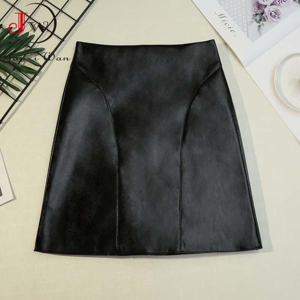 

skirts women spring autumn solid pu leathe mini skirt fashion high waist bodycon short faldas, Black