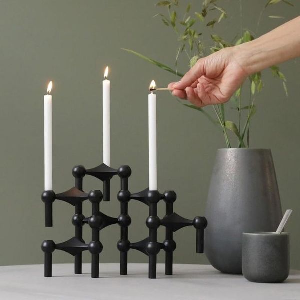 

candle holders nordic art holder stainless steel black luxury elegant simple candelabros wedding centerpieces eb5zt