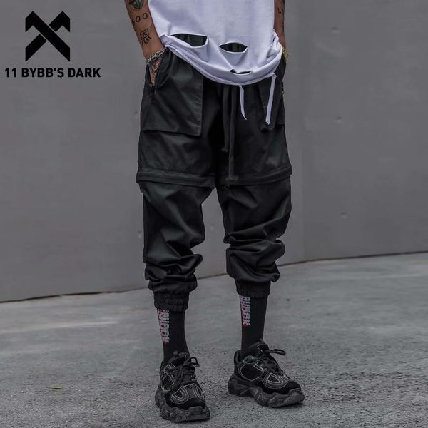 

men's pants 11 bybb's dark 2021 hip hop zipper patchwork tactical men streetwear big pockets oversized fashion loose joggers trous, Black