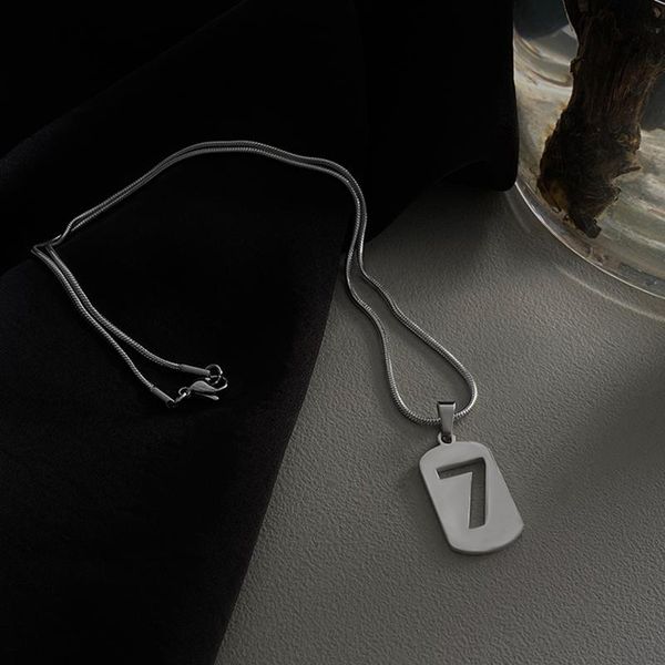 

pendant necklaces personality dainty tiny cute number 7 necklace for women birthday lucky sweater chain hip-hop prom accessories, Silver