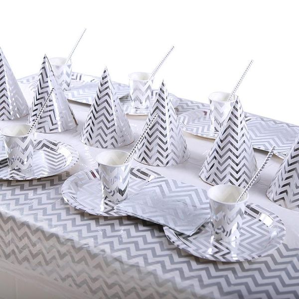 

disposable dinnerware silver party supplies baby shower bronzing theme paper towels birthday decoration for children