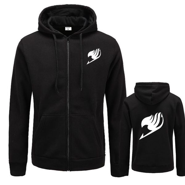 

fashion fairy tail design hoodies fairytail cartoon sweatshirts japanese anime hip hop zipper hoodies men, Black