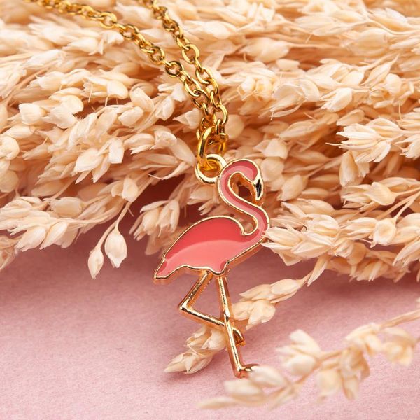 

chains simple pendant necklace for women fashion flamingo girls friendship gifts cute jewelry, Silver