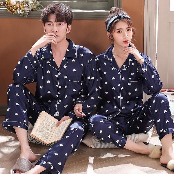 

fashion men pajama sets spring autumn pyjamas set nightwear long-sleeve cartoon lovers homewear couples his-and-hers clothes men's slee, Black;brown