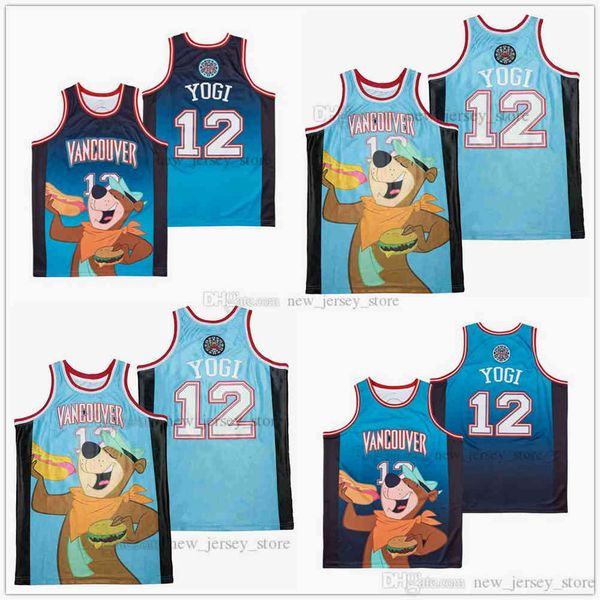 

college basketball wears movie #12 vancouver yogi bear teal fade blue custom diy design stitched college basketball jerseys, Black