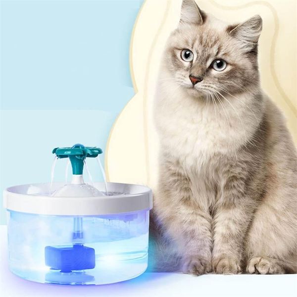 

cat bowls & feeders 2l automatic water fountain silent dog dispenser transparent filter drinker pet drinking feeder flower flow