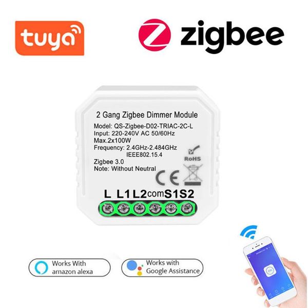 

smart home control diy mini wifi light dimmer switch module life tuya remote work with alexa google 1/2 way gang