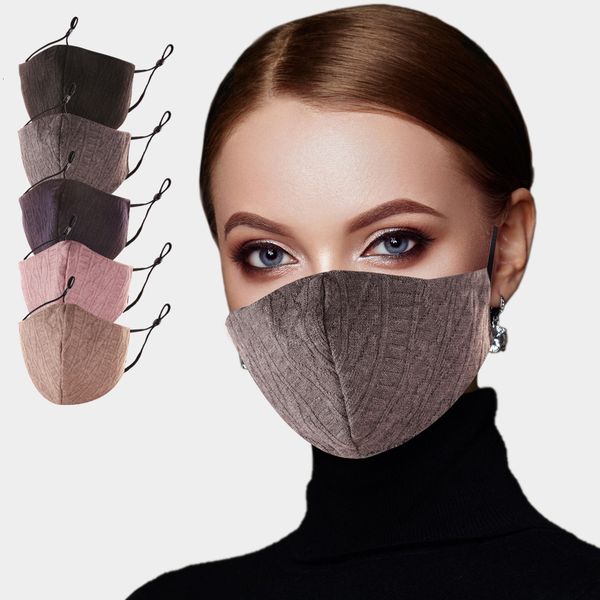 

mask facemask winter protection pm2.5 cotton monochrome pluggable filter coarse wool knitted