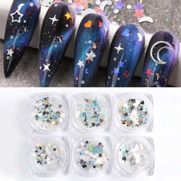 

box nail flakes vibrant color temperature resistance abs holographic glitter for makeup1, Silver;gold