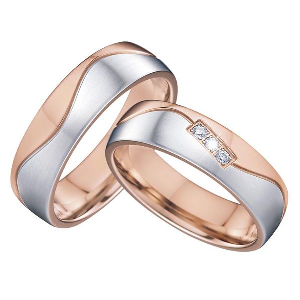 

wedding rings elegance alliances anniversary engagement couple for women rose gold color vintage promise band men's ring, Slivery;golden