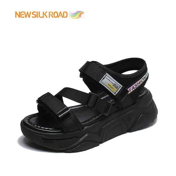 

sandals trend women summer sandal beach casual shoes platform lightweight fashion thick sole hook loop non slip ladies female, Black