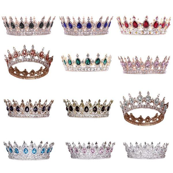 

hair clips & barrettes bride headwear baroque bridal crown headdress round princess wedding pography rhinestone accessories, Golden;silver