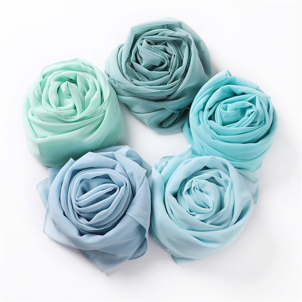 

scarves 2021 women's bubble chiffon hijab scarf female long shawl wrap muslim solid color shawls malaysia soft fashionable 175*70cm, Blue;gray