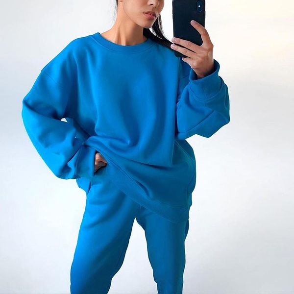 

women's tracksuit loose two piece set woman pullover and sweatpants casual sweatsuit for women suits 2 sets outfits pants, White