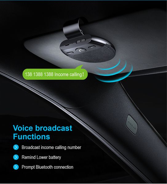 New Car Speakers Handsfree Wireless Kit Hands-Free Bluetooth Multiponto MultiPoint Sun Visor Sun Visor Bluetooth Car Acessórios