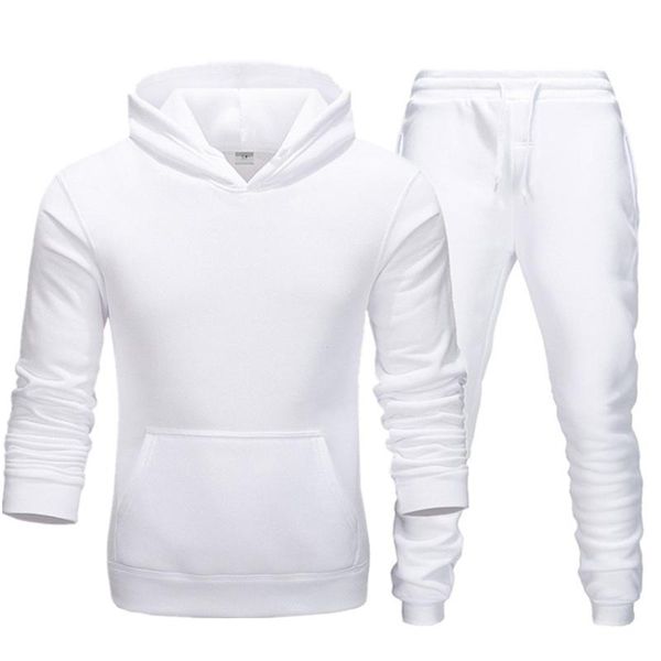 

men's tracksuits hoodie set sportswear pullover wool + sweatpants jogging sweatshirt, Gray