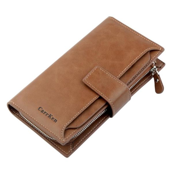 

wallets 2021 men pu leather long zipper around travel purse with passport holder 5.7" phone case, Red;black