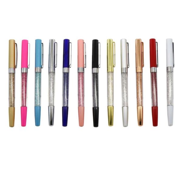 

ballpoint pens 50 pcs/set metal crystal blinking diamond black gel pen smooth writing 0.5mm signing student stationery, Blue;orange