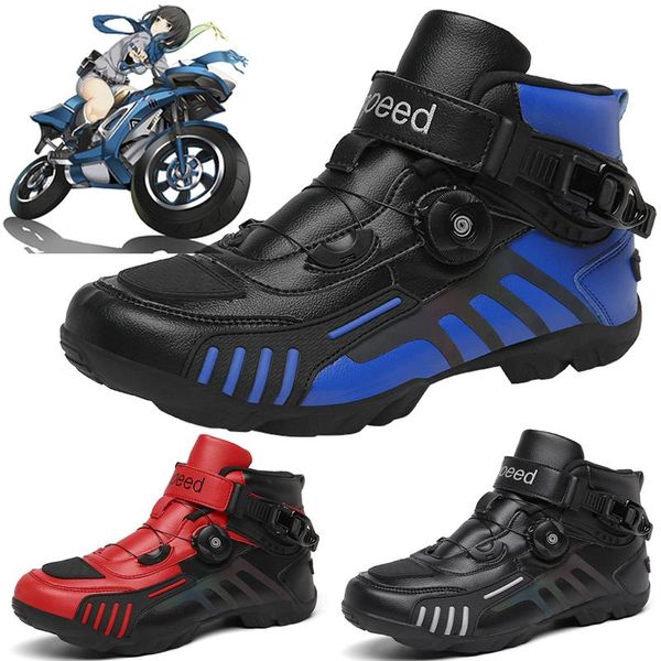 

professional motorcycle boots shoes protective equipment cycling non-slip travel ankle footwear, Black