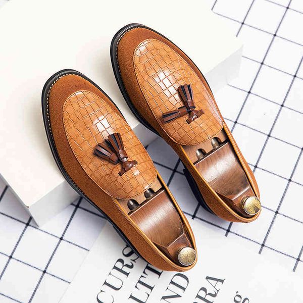 

dress shoes formal loafers men's moccasin business fashion elegant comfortable wedding office tassel casual 38x0, Black