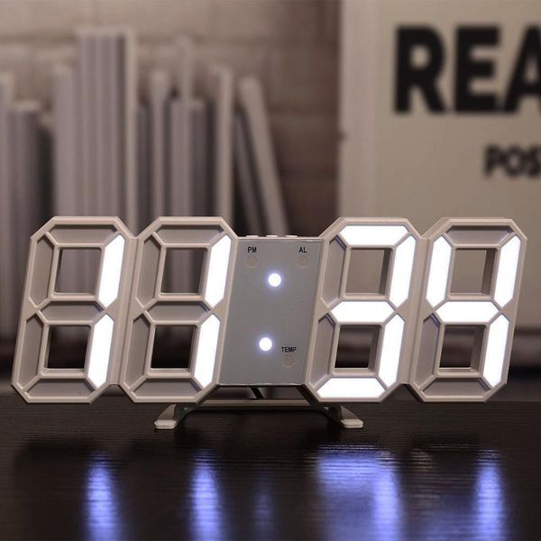 

wall clocks digital clock 3d led display alarm kitchen office table deskwatch modern design 24 or 12 hour mute