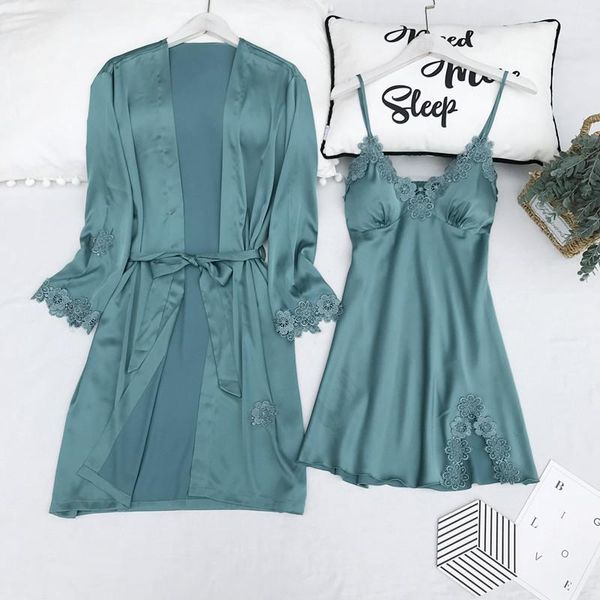 

women's sleepwear light green women 2pcs rayon robe sets nightgown bathrobe& shorts pajamas suit summer lounge nightwear home wear, Black;red
