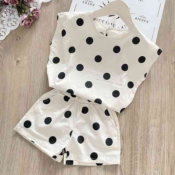 

gooporson summer kids clothes fashion korean dots shorts little girls clothing set cute children ruffle outfits girl costume 210715, White