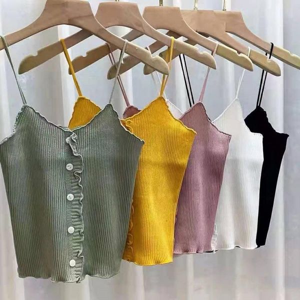 

fashion suspender waistcoat with open back and navel no cuff button elegant lace curly slim for women summer t-shirt women's tanks, White