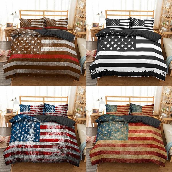 

bedding sets duvet cover set american flag printed 2/3 pcs twin full  king quilt bed