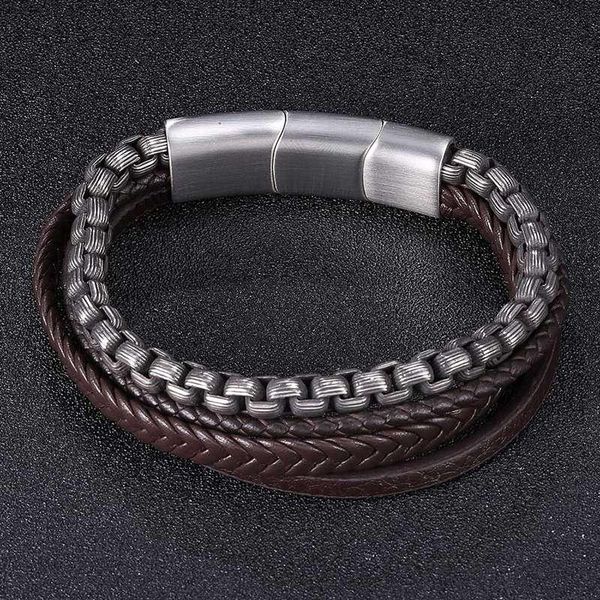 

lucky vintage men's leather bracelet black/brown charm multilayer braided women pulseira masculina bb0998 bracelets, Golden;silver