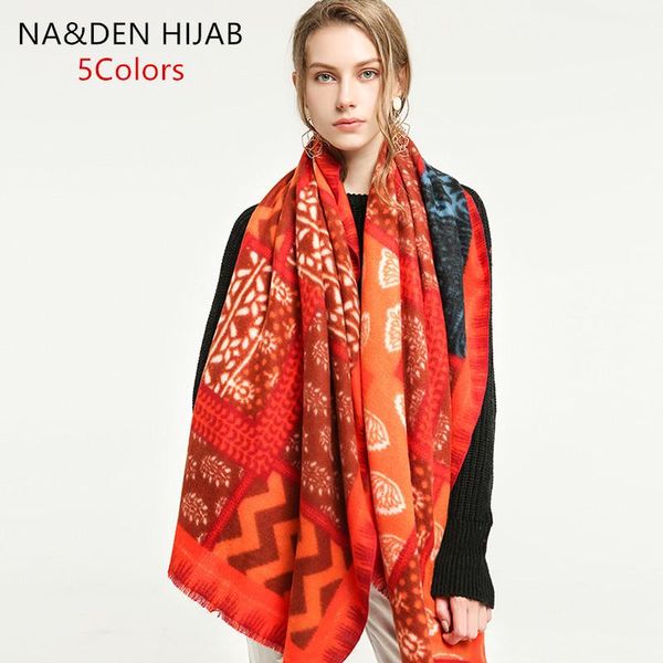 

scarves geometric shalws cashmere women long muffler thermal scarf muslim hijab winter flower printing wraps 7pcs/lot, Blue;gray