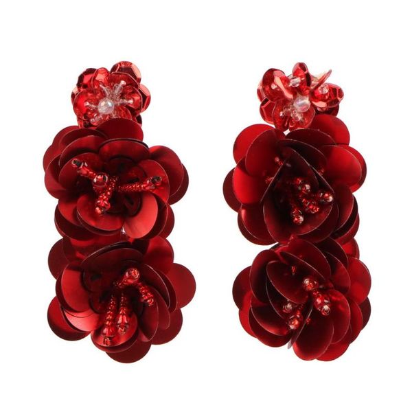 

fashion chunky bead drop dangle flower earrings for women florate brand handmade party 2021 statement & chandelier, Silver