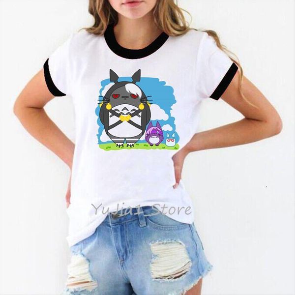 

totoro spirit away miyazaki hayao womens t shirts cartoon studio ghibli femme japanese anime harajuku kawaii, White