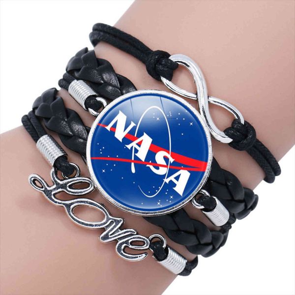 

chinese style products jewelry nasa astronaut multi-layer woven combination bracelet men's and women's leather rope