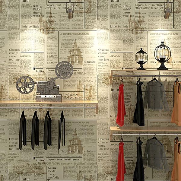 

fashion vintage letters s paper wallpaper non woven living room bedroom study cloth shop wall home decoration wallpapers