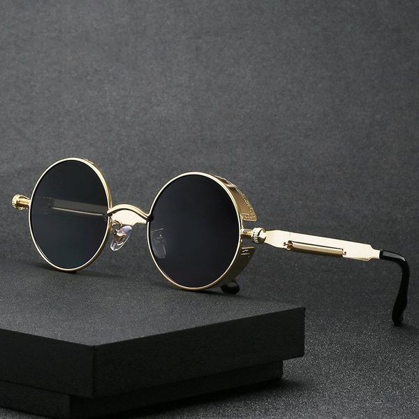 

sunglasses vintage punk men women retro brand round frame sun glasses male female gothic steampunk designer gafas de sol, White;black