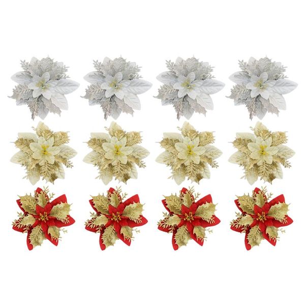 

decorative flowers & wreaths 12 pcs artificial xmas flower decor 3d ornaments christmas adornment