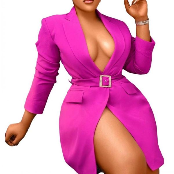 

women's suits & blazers deep v neck blazer women 2021 autumn long sleeve rose red office ladies coat elagent fashion jacket, White;black