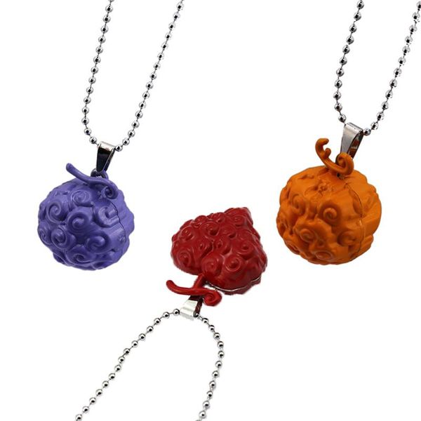 

anime one piece necklaces luffy ace law devil fruit cursed metal bead chain pendant men women jewelry, Silver