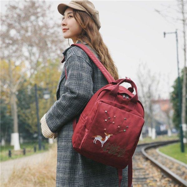 

backpack pb3300 2021 college students' schoolbag female embroidery art